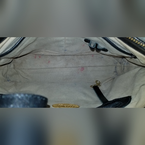 Vintage BRAHMIN Black Brown Crocodile Print Leather Womens ShouldePurse Handbag - Picture 7 of 11